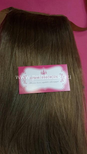 Фото Накладной искусственный хвост 65см на ленте густой кончик цвет №14 средне-русый - магазин  "Домик Принцессы"