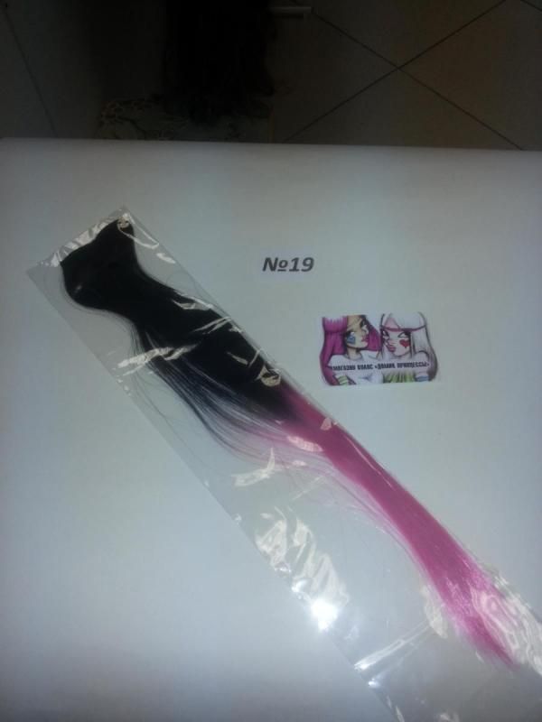 Фото Цветная прядь из искусственного термо волоса kanekalon прямой на клипсах омбре №19 - магазин  "Домик Принцессы"
