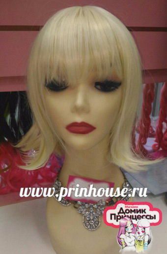 Фото Парик стильная стрижка термо цвет 613А яркий блонд - магазин  "Домик Принцессы"