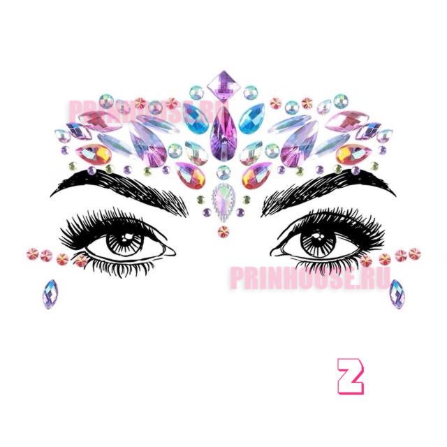Фото Украшения стразы кристаллы на лицо (разные дизайны на выбор) - магазин  "Домик Принцессы"
