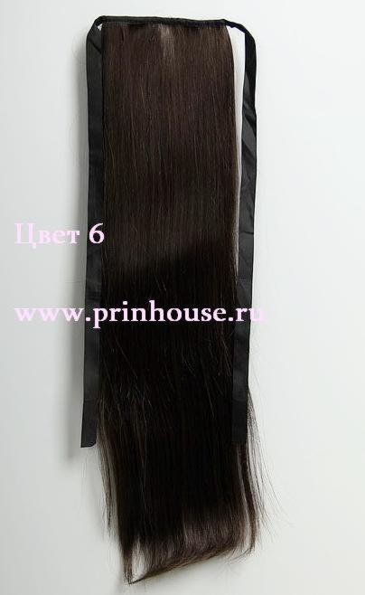 Фото Накладной хвост искусственный на лентах 50см цвет 6О шоколад южнорусский - магазин  "Домик Принцессы"