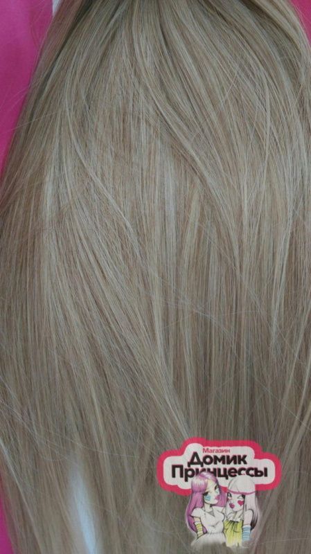 Фото Волосы на заколках искусственные 8 лент термо мелированный блонд 14bt122 длина 45см светлый кончик - магазин  "Домик Принцессы"