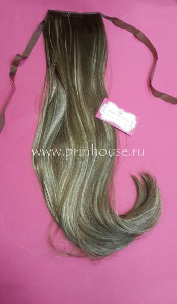 Фото Накладной искусственный хвост на ленте 65 см Цвет 12ТТ26 классическое мелирование - магазин  "Домик Принцессы"