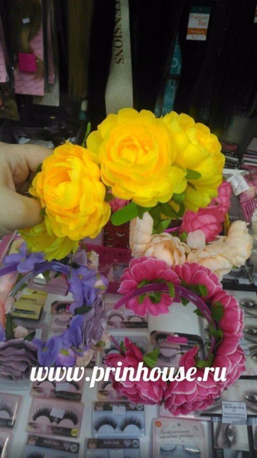 Фото Ободок для волос ярко оранжевые цветы - магазин  "Домик Принцессы"