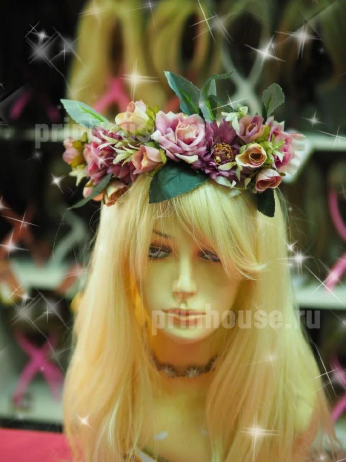 Фото Ободок из нежных розовых цветов - магазин  "Домик Принцессы"