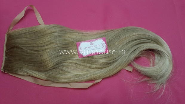 Фото Накладной искусственный хвост на ленте 65 см Цвет 15ВТО613О блонд микс - магазин  "Домик Принцессы"