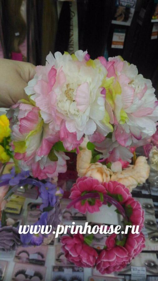 Фото Цветочный ободок крупные пионы - магазин  "Домик Принцессы"