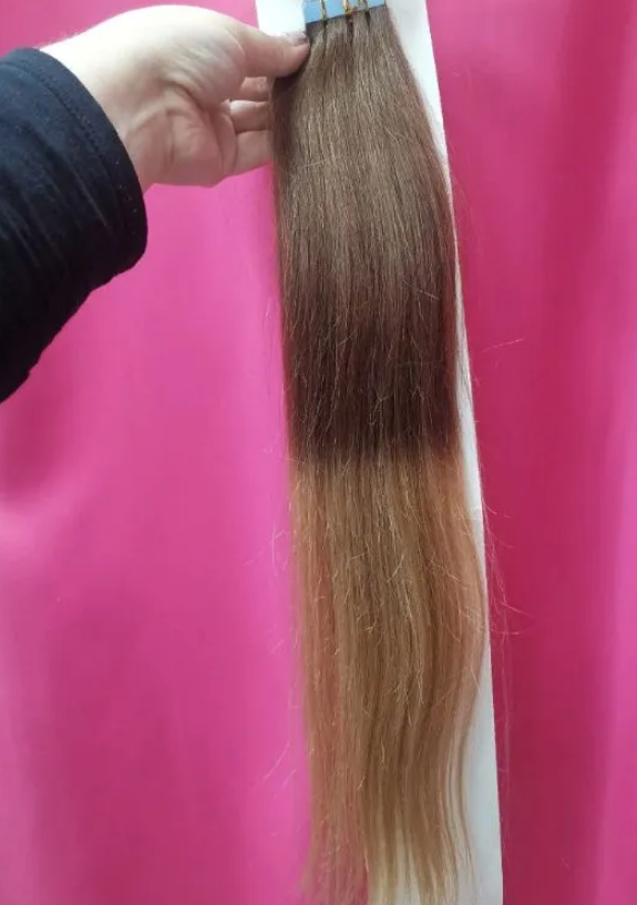 Фото Волосы для ленточного наращивания ,цвет блонд омбре, 20 лент - магазин  "Домик Принцессы"