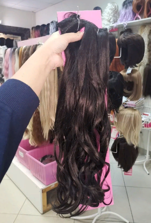 Фото Волосы на заколках локоны матовые биопротеиновые 220г цвет 4O /средний шоколад - магазин  "Домик Принцессы"