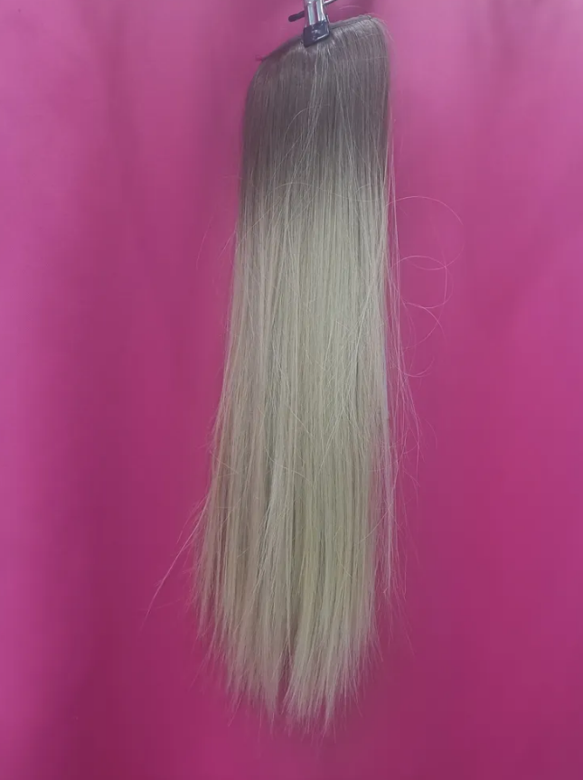 Фото Хвост из матовых волос из канекалона на ленте 50см цвет омбре - магазин  "Домик Принцессы"