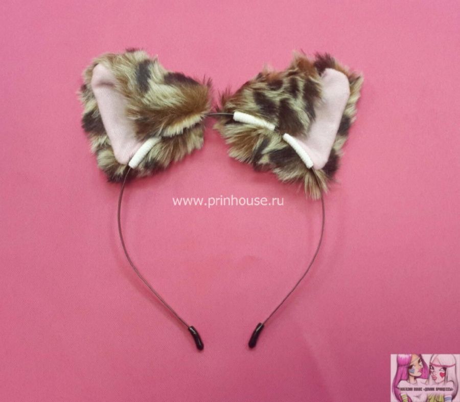 Фото Меховые ушки на ободке леопардовые - магазин  "Домик Принцессы"