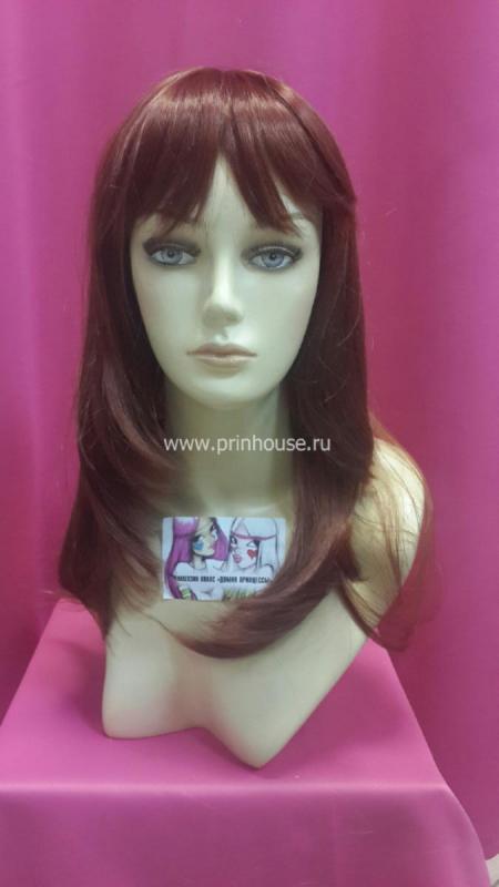 Фото Парик из искусственных волос прямые с челкой цвет рыжий №130 - магазин  "Домик Принцессы"