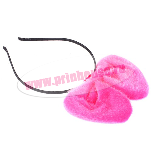 Фото Ободок текстильный плюшевый бант розовый - магазин  "Домик Принцессы"