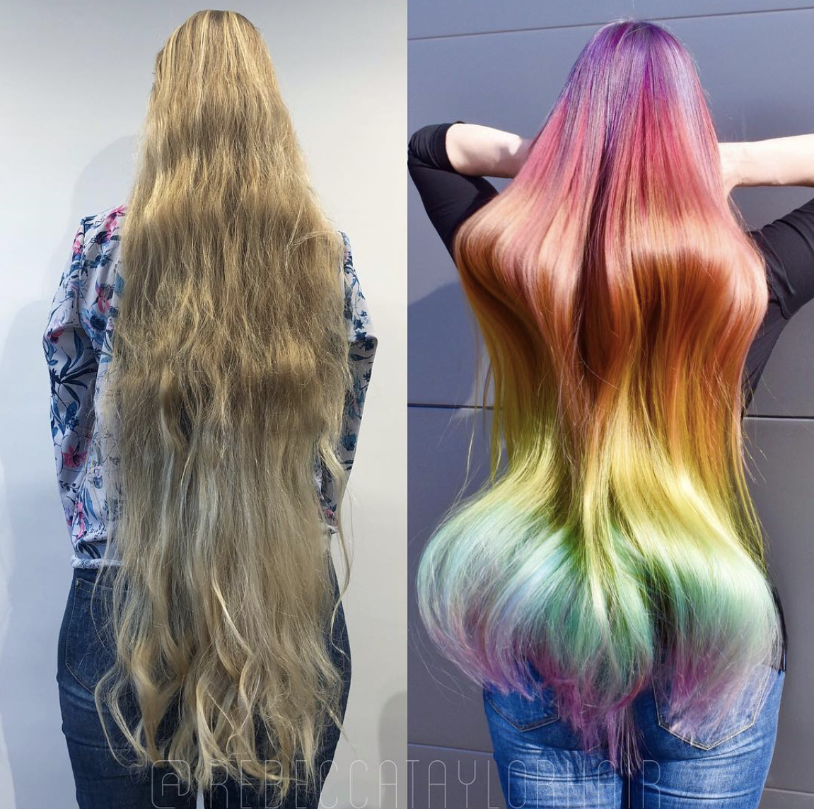 Радужное окрашивание длинных волос