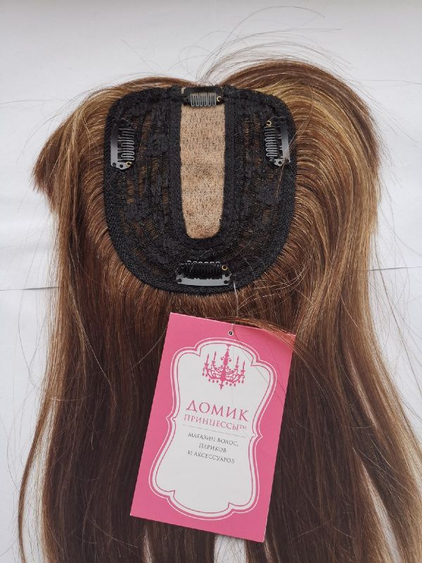 Фото Накладка на теменную зону из натуральных волос с челкой мелирование - магазин  "Домик Принцессы"