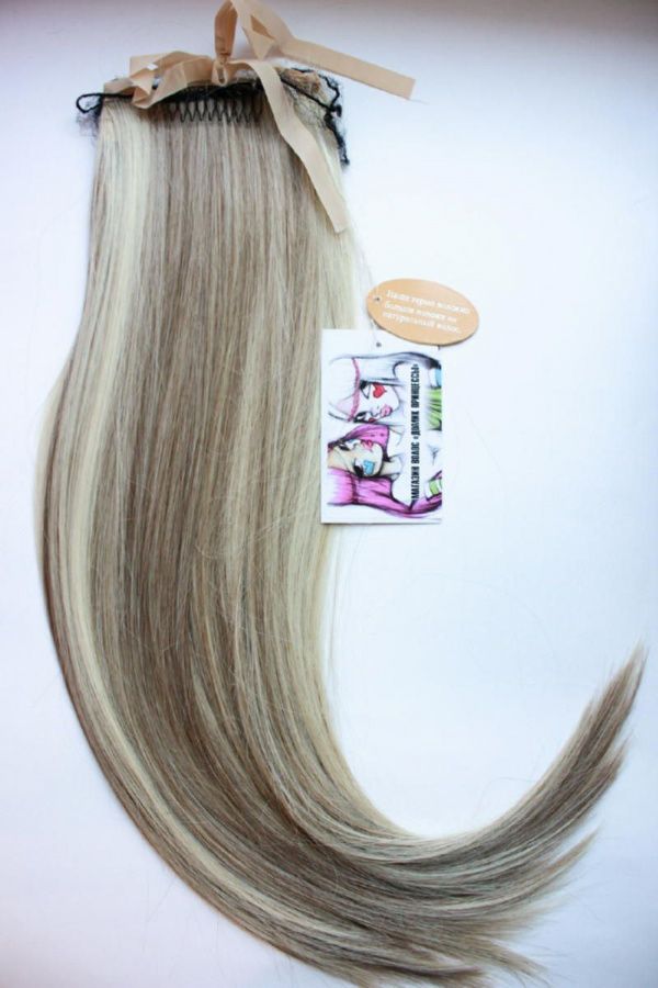 Фото Хвост на ленте термо арт.Stella цвет HLO12-26O мелированный блонд - магазин  "Домик Принцессы"