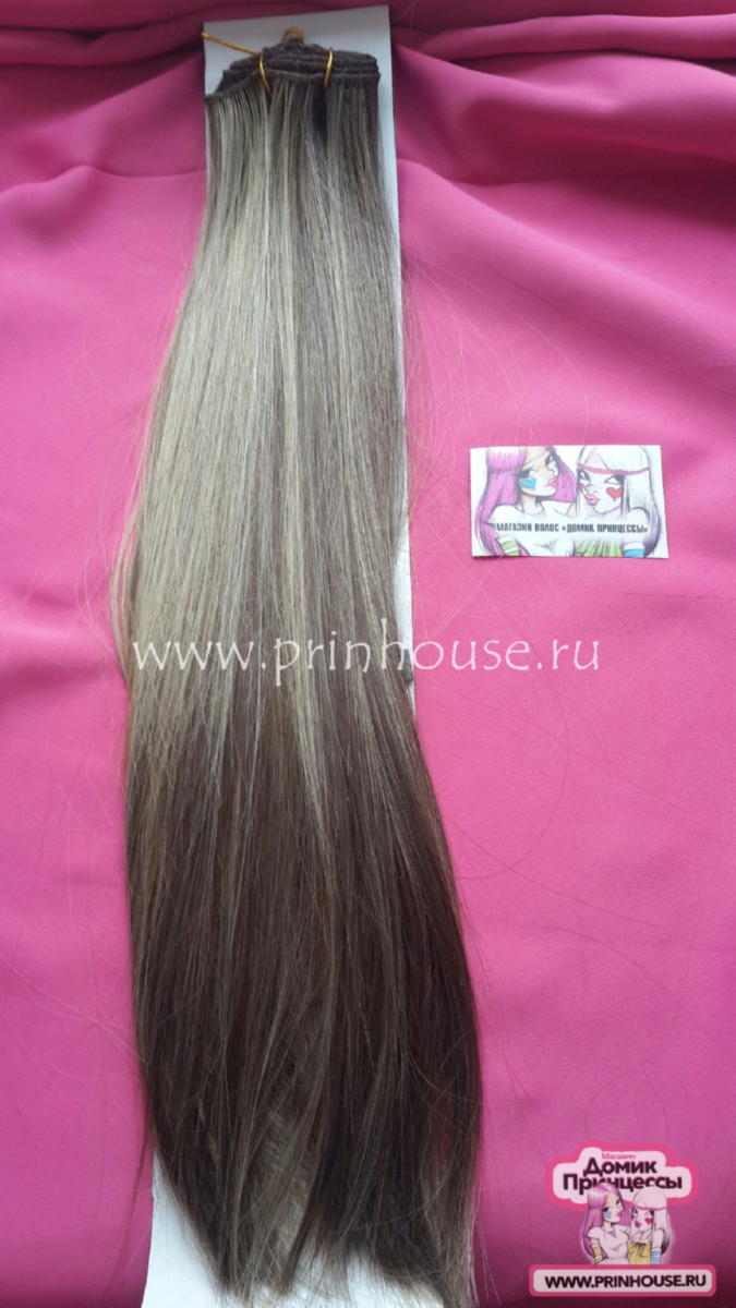 Фото Волосы на заколках искусственные 8 лент термо цвет 10H124 длина 60 см - магазин  "Домик Принцессы"
