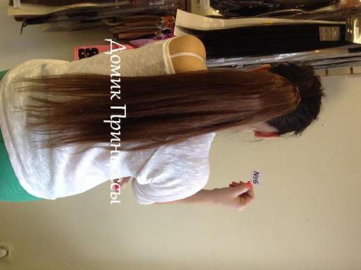 Фото Накладной хвост из натуральных волос на ленте 60см 100грамм цвет №6 средний шоколад - магазин  "Домик Принцессы"