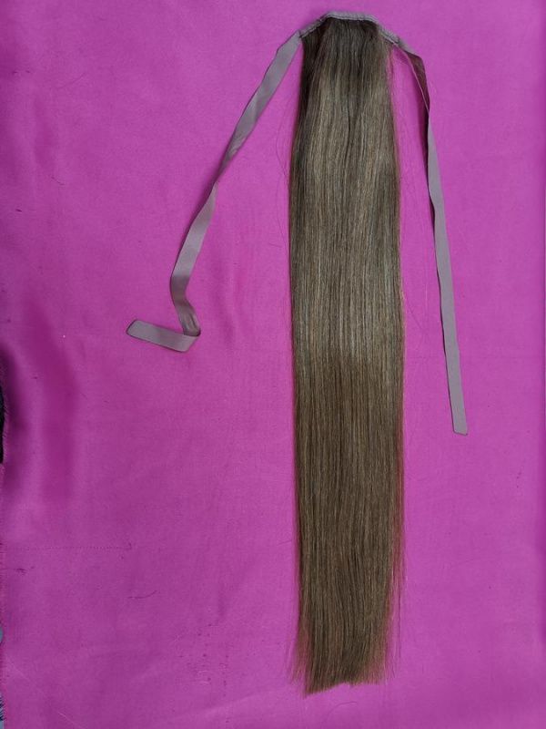 Фото Накладной хвост из натуральных волос на ленте 60cм цвет 12 - магазин  "Домик Принцессы"