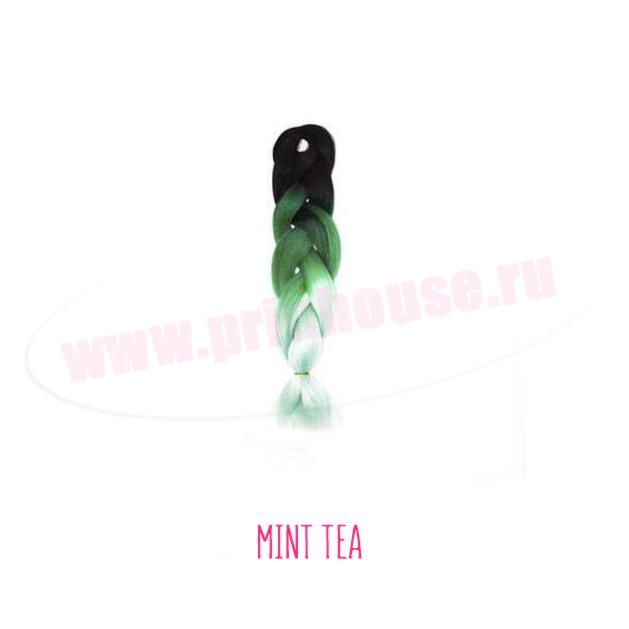 Фото Канекалон  омбре 100 шрамм 60см  черный+зеленый +мятный #MintTea - магазин  "Домик Принцессы"
