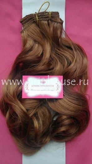 Фото Волосы на заколках искусственные локоны 45см цвет 27h30 золотистый каштан - магазин  "Домик Принцессы"