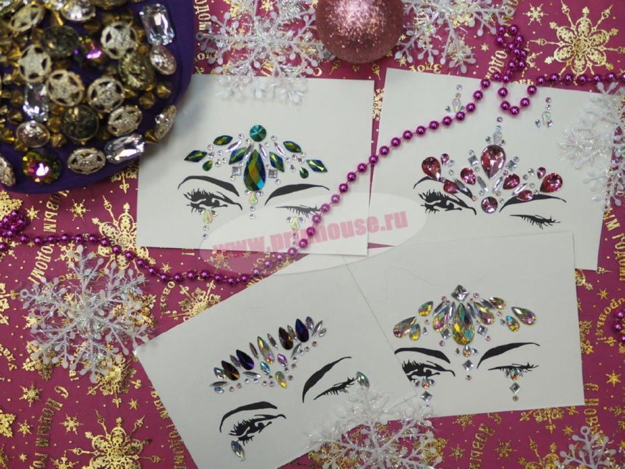 Фото Украшения стразы на лицо и тело Челка из страз - магазин  "Домик Принцессы"