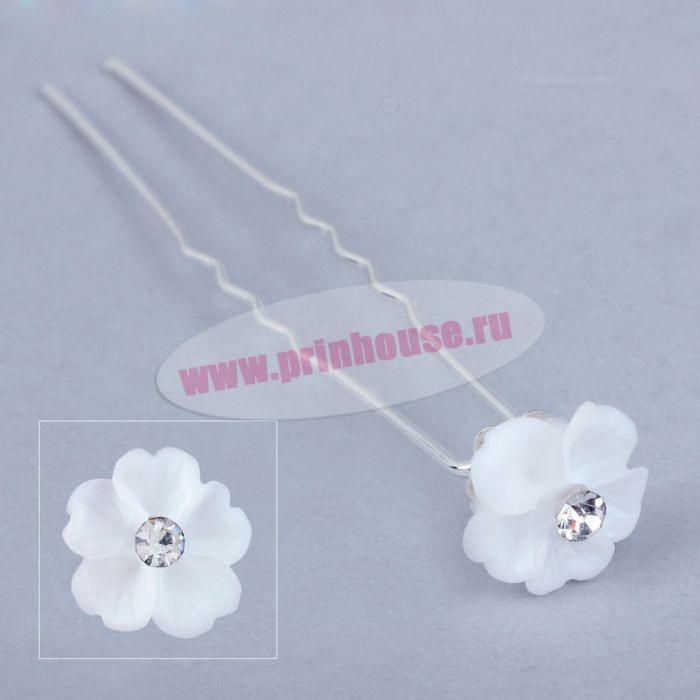 Фото Шпильки для волос Белые ромашки - магазин  "Домик Принцессы"