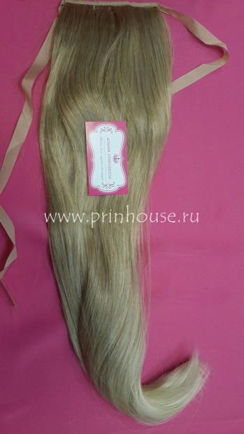 Фото Накладной искусственный хвост на ленте 65 см Цвет 15ВТО613О блонд микс - магазин  "Домик Принцессы"