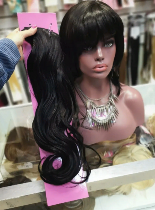 Фото Волосы на заколках локоны матовые биопротеиновые 220г цвет 2О естественный черный - магазин  "Домик Принцессы"