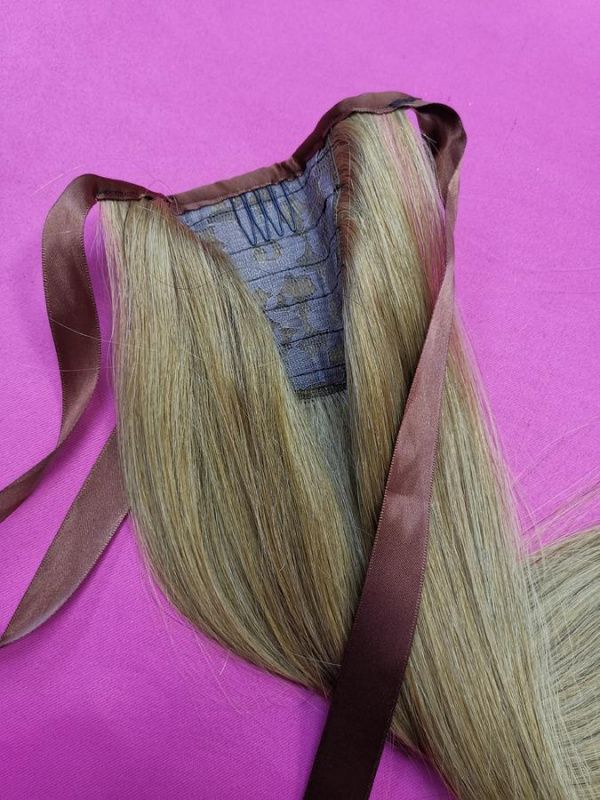 Фото Накладной хвост из натуральных волос на ленте 60cм цвет 16 - магазин  "Домик Принцессы"