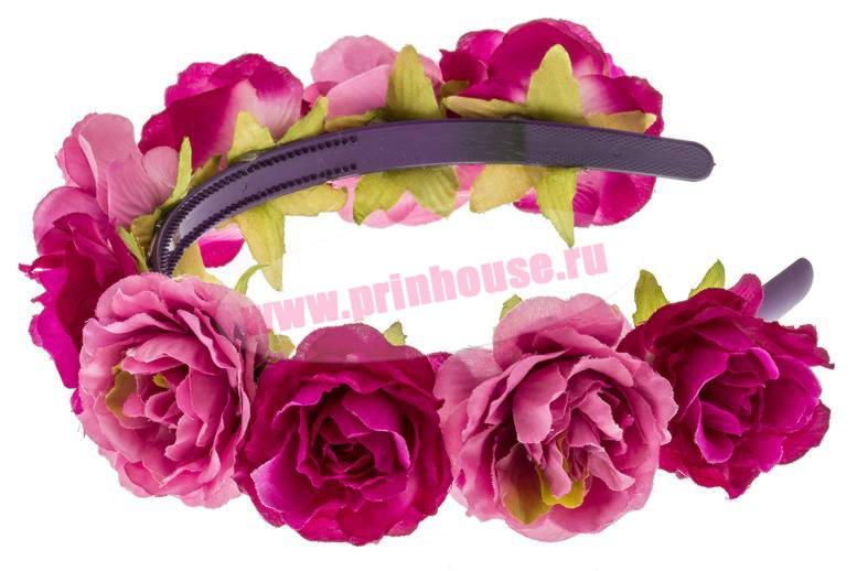 Фото Ободок из пышных больших розовых цветов - магазин  "Домик Принцессы"