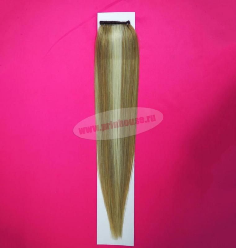 Фото Накладной хвост из натуральных волос на ленте 53cм цвет P16/613 мелированный блонд - магазин  "Домик Принцессы"