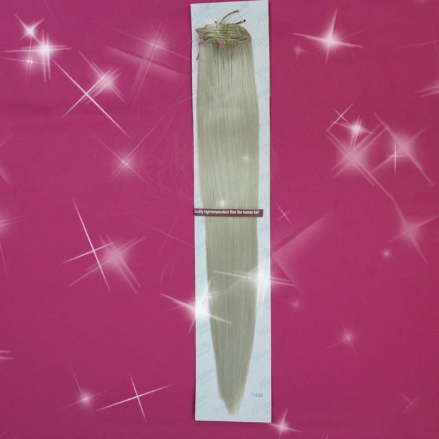 Фото Волосы на заколках искусственные 8 лент термо цвет 122 яркий блонд 60см - магазин  "Домик Принцессы"