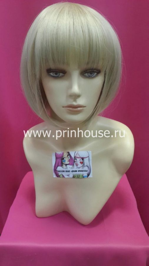 Фото Парик стрижка каре до плеч с челкой яркий блонд #122 - магазин  "Домик Принцессы"