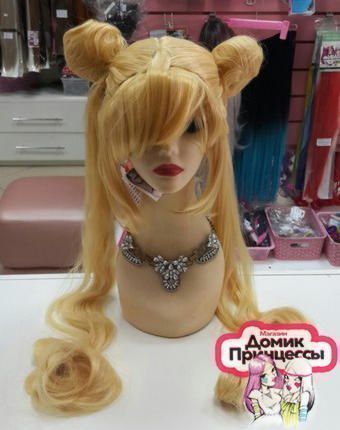 Фото Парик косплей Sailor Moon длинный с хвостиками - магазин  "Домик Принцессы"