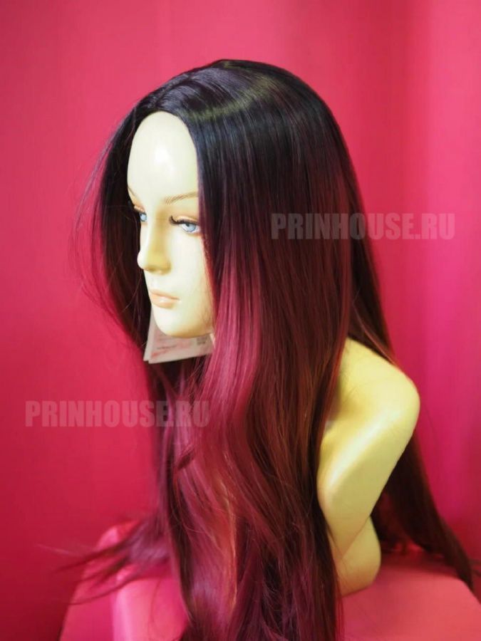 Фото Парик омбре искусственный без челки цвет черный+бордовый - магазин  "Домик Принцессы"