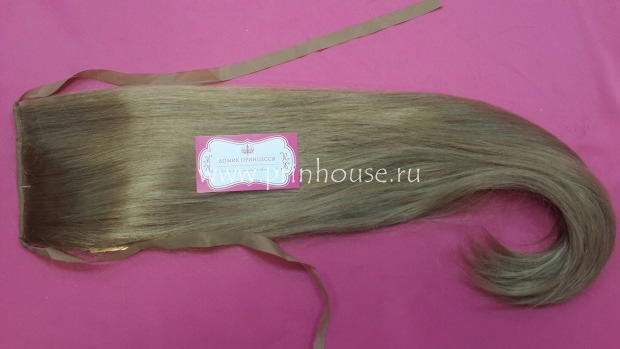 Фото Накладной искусственный хвост 65см на ленте густой кончик цвет 19О янтарный - магазин  "Домик Принцессы"