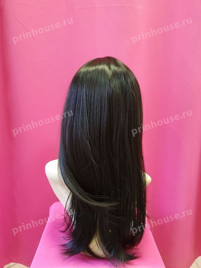 Фото Парик термо длинный с чёлкой цвет шоколад 4 - магазин  "Домик Принцессы"