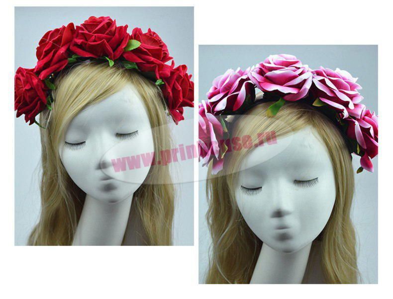 Фото Ободок из пышных больших роз - магазин  "Домик Принцессы"