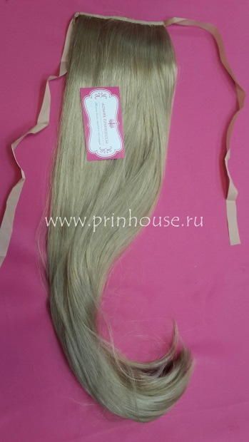 Фото Накладной искусственный хвост на ленте 65 см Цвет 24 бежевый блондин - магазин  "Домик Принцессы"