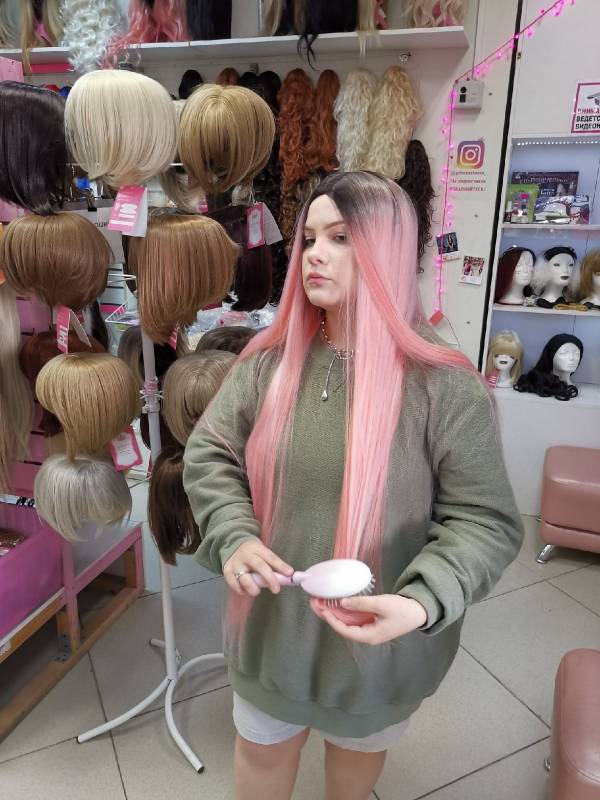 Фото Супердлинный парик 85см без челки розовый - магазин  "Домик Принцессы"