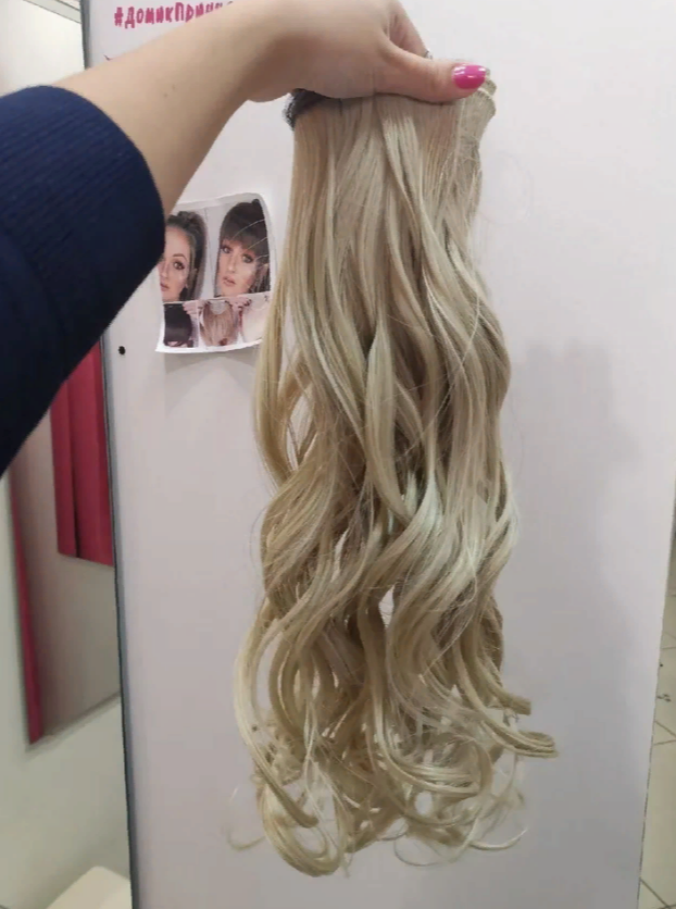 Фото Волосы на заколках локоны матовые биопротеиновые 220г цвет 122О платиновый - магазин  "Домик Принцессы"