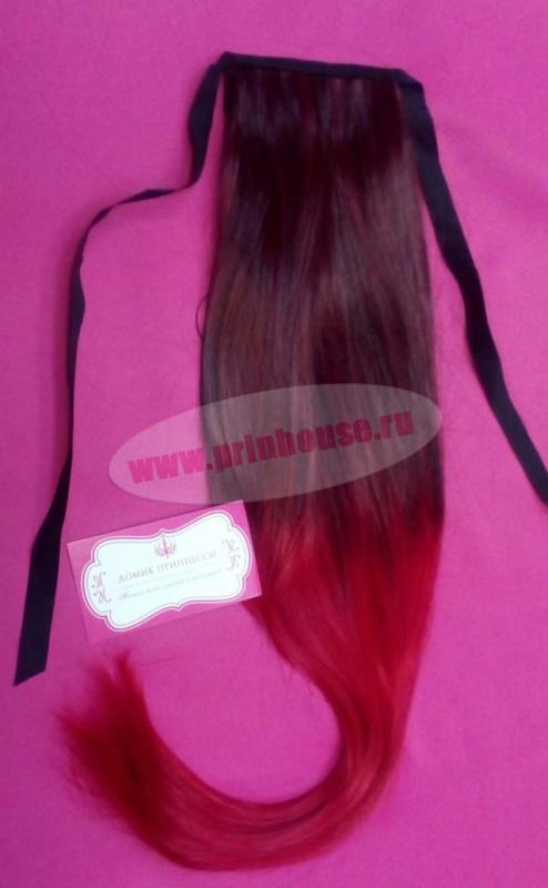 Фото Хвост искусственный на ленте омбре цвет черный+красный - магазин  "Домик Принцессы"