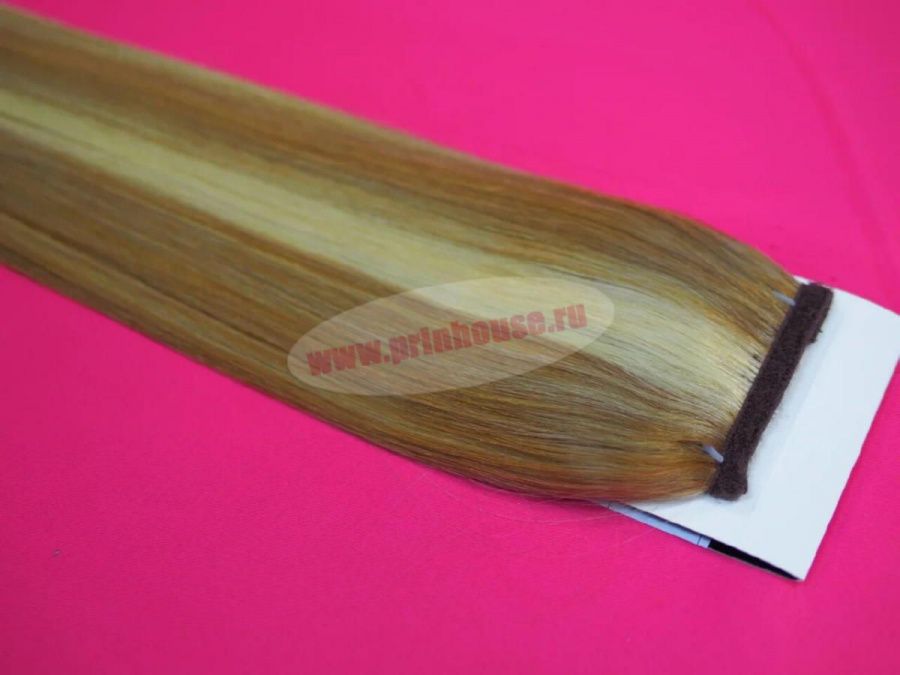 Фото Накладной хвост из натуральных волос на ленте 53cм цвет P16/613 мелированный блонд - магазин  "Домик Принцессы"