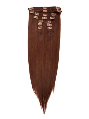 Фото Волосы на заколках натуральные длина 50см цвет №33 темно рыжий - магазин  "Домик Принцессы"