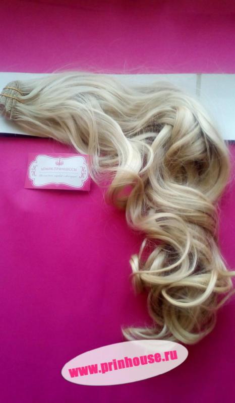 Фото Волосы искусственные канекалон термо на заколках 8 лент 65см локоны Цвет L613/24 - магазин  "Домик Принцессы"