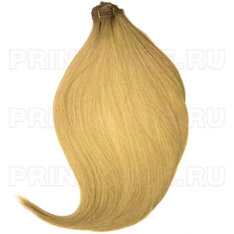 Фото Волосы на заколках искусственные 8 лент термо цвет 19О золотистый блонд длина 45см - магазин  "Домик Принцессы"