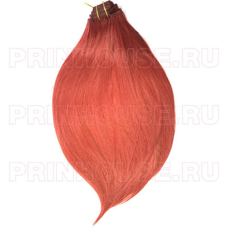 Фото Волосы на заколках искусственные 8 лент термо 137О ярко рыжий оттенок длина 45см - магазин  "Домик Принцессы"