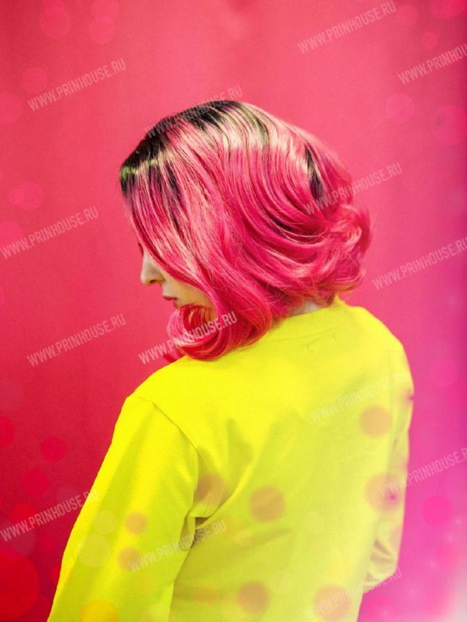 Фото Парик из искусственных волос на сетке стильное каре локоны цвет черный+розовый PINK LADY - магазин  "Домик Принцессы"