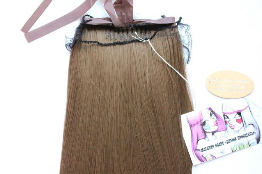 Фото Хвост на ленте термо арт.Stella цвет 15О темный русый - магазин  "Домик Принцессы"